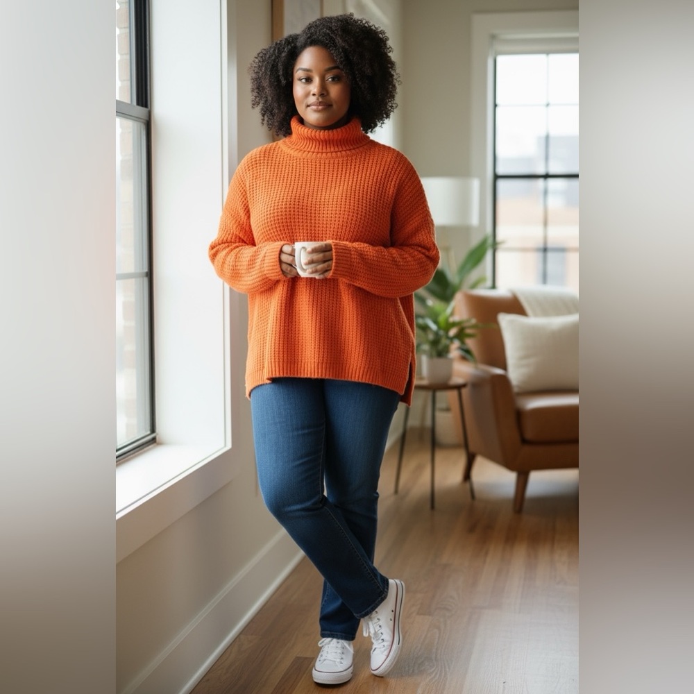 NWOT Sherbet Orange Sweater 27” P2P unstretched.